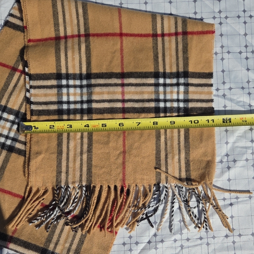 V. FRAAS Tan and Black Plaid Scarf - Picture 4 of 5